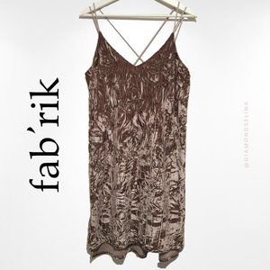fab'rik Hayden Crushed Velvet Strappy Dress - Taupe/Mauve - Medium